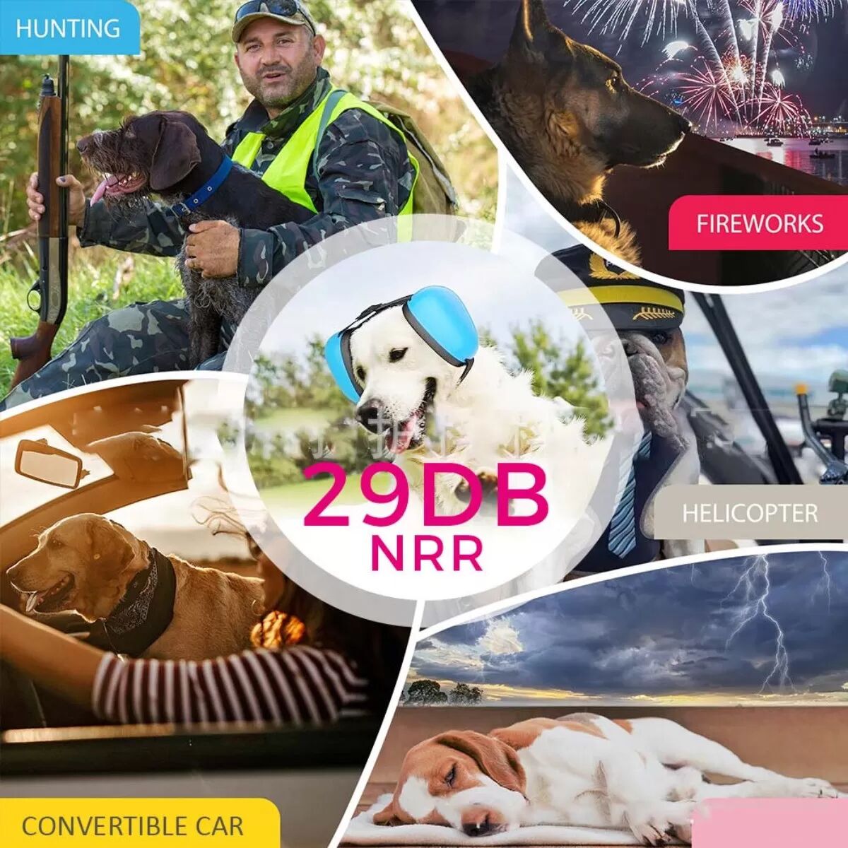 INF Geräuschunterdrückende Hundeohrenschützer - Verstellbarer Gehörschutz für Haustiere zur Angstlinderung Rot