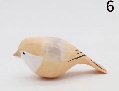 Inspire Curations Hand Carved Wooden Bird Figurine Mini Handmade Wood Bird Decor Cute Ornament 6