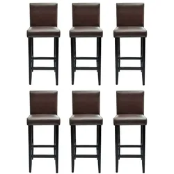 vidaXL Barshocker 6 Stk. Braun Kunstleder