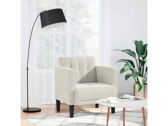 NLQMSU Sessel, Velours, Creme, 53 cm, mit Armlehnen Schaumstoff und Federn, dauerhafter Halt, robustes Sperrholz, Wohnzimmer, Schlafzimmer, Büro, Empfang