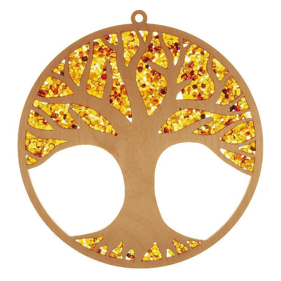 Jojo Suncatcher Lebensbaum aus Birkenholz und Naturbernstein, Fensterdeko, Kunsthandwerk (40780040)