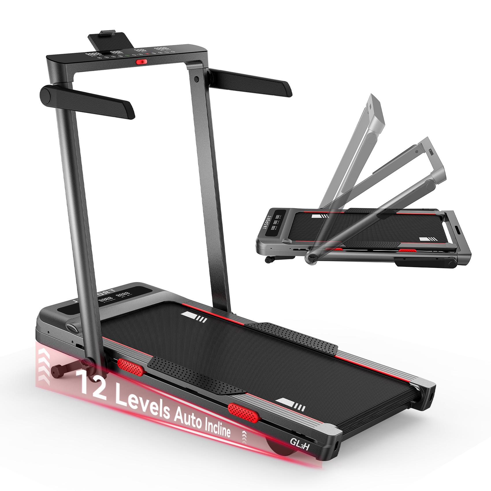 JASPORT GL3H 2-in-1 Laufband, 12° Steigung, 3.0HP, 14 km/h, 18 Programme, Touch & Fernbedienung, Dual LED, Bluetooth, für Zuhause & Büro.