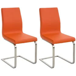 CLP 2er Set Esszimmerstühle Belfort, Freischwinger mit Polsterung, Kunstlederbezug, Edelstahlgestell, Küchenstuhl modern