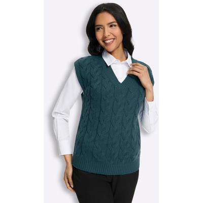 Pullunder CLASSIC BASICS "Pullunder", Damen, Gr. 46, blau (petrol), 100% Polyacryl, unifarben, Pullover Pullunder