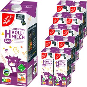 Gut&Günstig Milch H-Vollmilch, Fettgehalt 3,5%, laktosefrei, ultrahocherhitzt & homogenisert, 10x 1 Liter