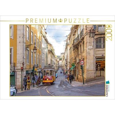 CALVENDO Puzzle Straßenbahnschienen im Herzen der Lissaboner Altstadt | 2000 Teile Lege-Größe 90x67cm Foto-Puzzle für glückliche Stunden, von ,