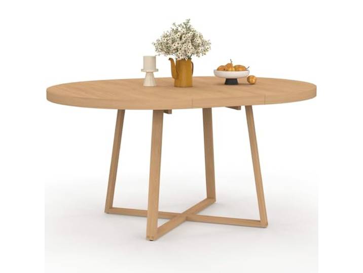 IDMarket - Ausziehbarer runder Esstisch Selma 4-8 Personen Holz Bucheffekt 110-150 cm