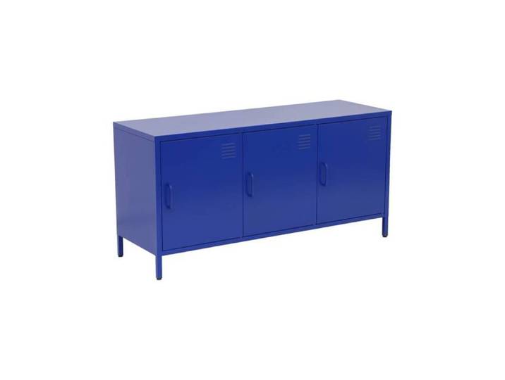 Meuble TV industriel métal bleu 3 portes 120cm - Alabama