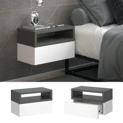 Vicco 2er Set Nachttische Urbano, 45x28cm, Weiß Anthrazit, Kommode mit Schublade