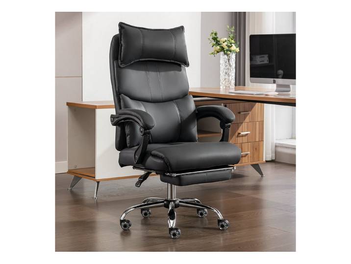 KEFEYA Bürostuhl mit doppelt verstellbarer Lendenstütze & Fußstütze (Stoff Schreibtischstuhl für Homeoffice, Büro & Führungskräfte, 1 St)