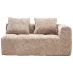 Sofa 158x90 mit Chaise Lounge, Kuschelkissen und seitlichen Taschen – Modernes Design und hohe Bequemlichkeit, Khaki