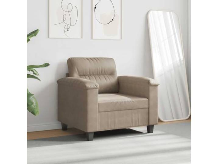 KTHLBRH Sessel Taupe 60 cm aus Mikrofaser Gestell aus Metall, gepolsterte Armlehnen, modernes Design, maximale Belastung 110 kg