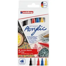 Edding 5er-Set Acrylstifte »e-5300 Basic« mehrfarbig