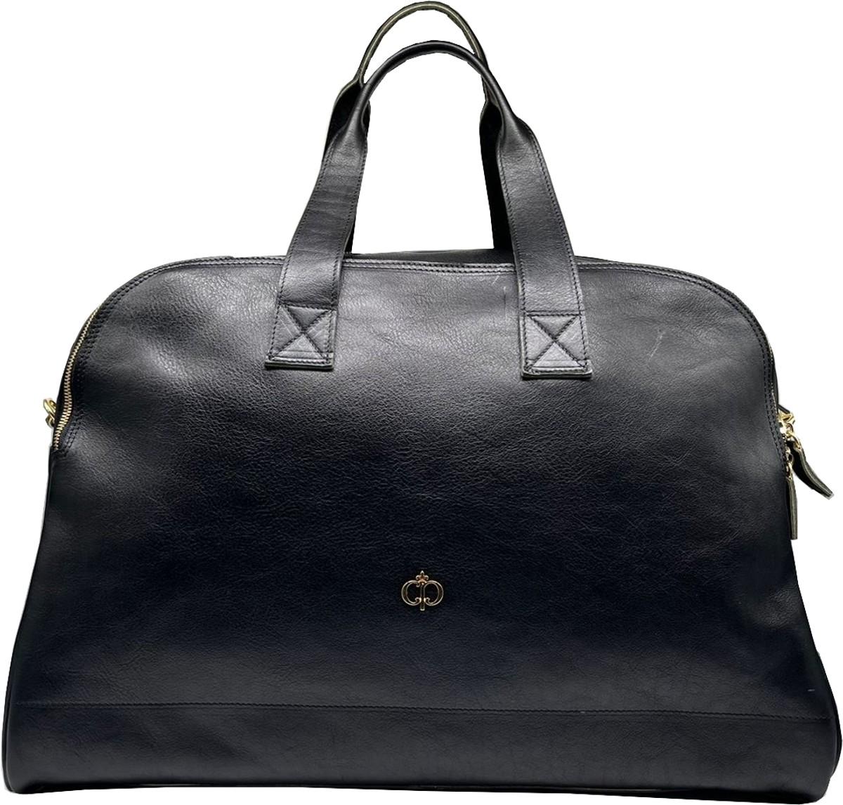 Casa Padrino Luxus Echtleder Reisetasche Schwarz / Gold 50 cm - Italy