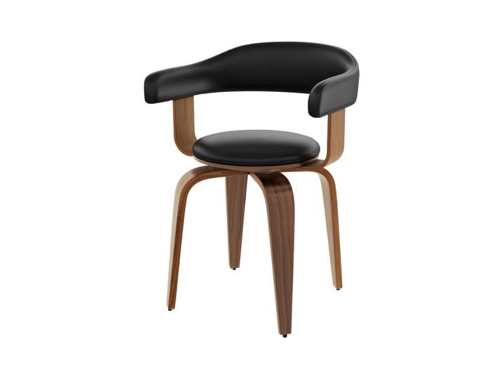 Chaise avec accoudoirs en cuir synthétique noir
