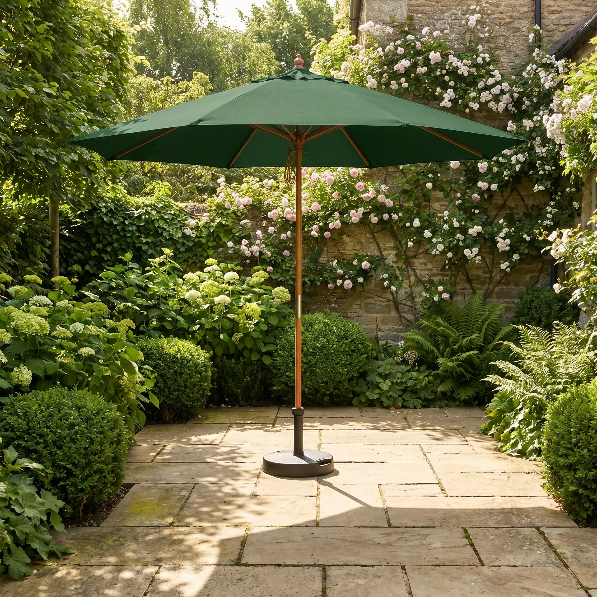 Harbour Lifestyle Kratos 3m Round Wooden Parasol in Green