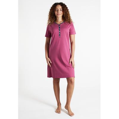 Nachthemd GÖTZBURG, Damen, Gr. 50, N-Gr, rot, mittel, uni, Single Jersey, Obermaterial: 100% Baumwolle, bequem knielang, Rundhals, gerader Abschluss, Kleider Nachthemd, knielang, Kurzarm, mit Knopfleiste, Rundhalsausschnitt, Baumwolle