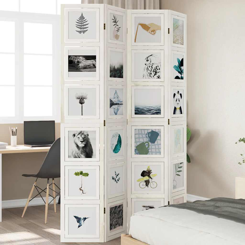 Latitude Run Scottsville 145 cm W 4 - Panel Solid Wood Folding Room Divider White 220cm H x 145cm W