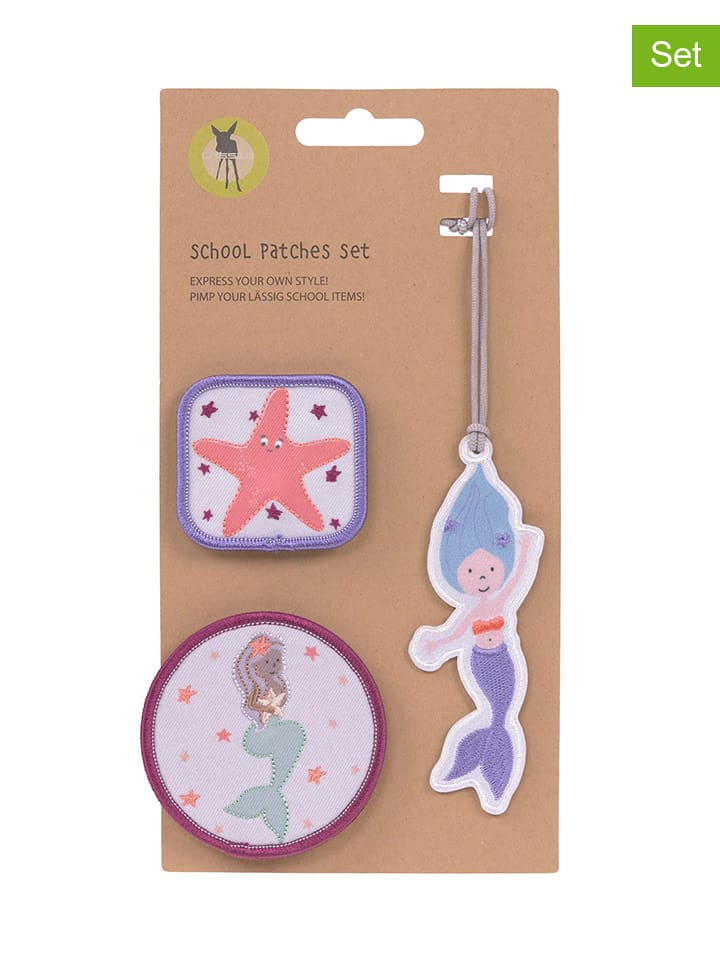Lässig 3er-Set: Patches "Mermaid" in Blau/ Pink - onesize