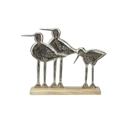 Dekoaufsteller Vögel   ¦ silber ¦ Aluminium,Holzwerkstoff ¦ Maße (cm): B: 24 H: 21 T: 5.0