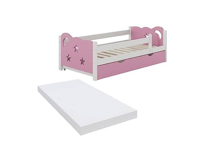 VitaliSpa Kinderbett Jessica, Rosa, 70x140 cm mit Schublade und Matratze, ausziehbar als Jugendbett, kombinierbar mit Jessica-Serie