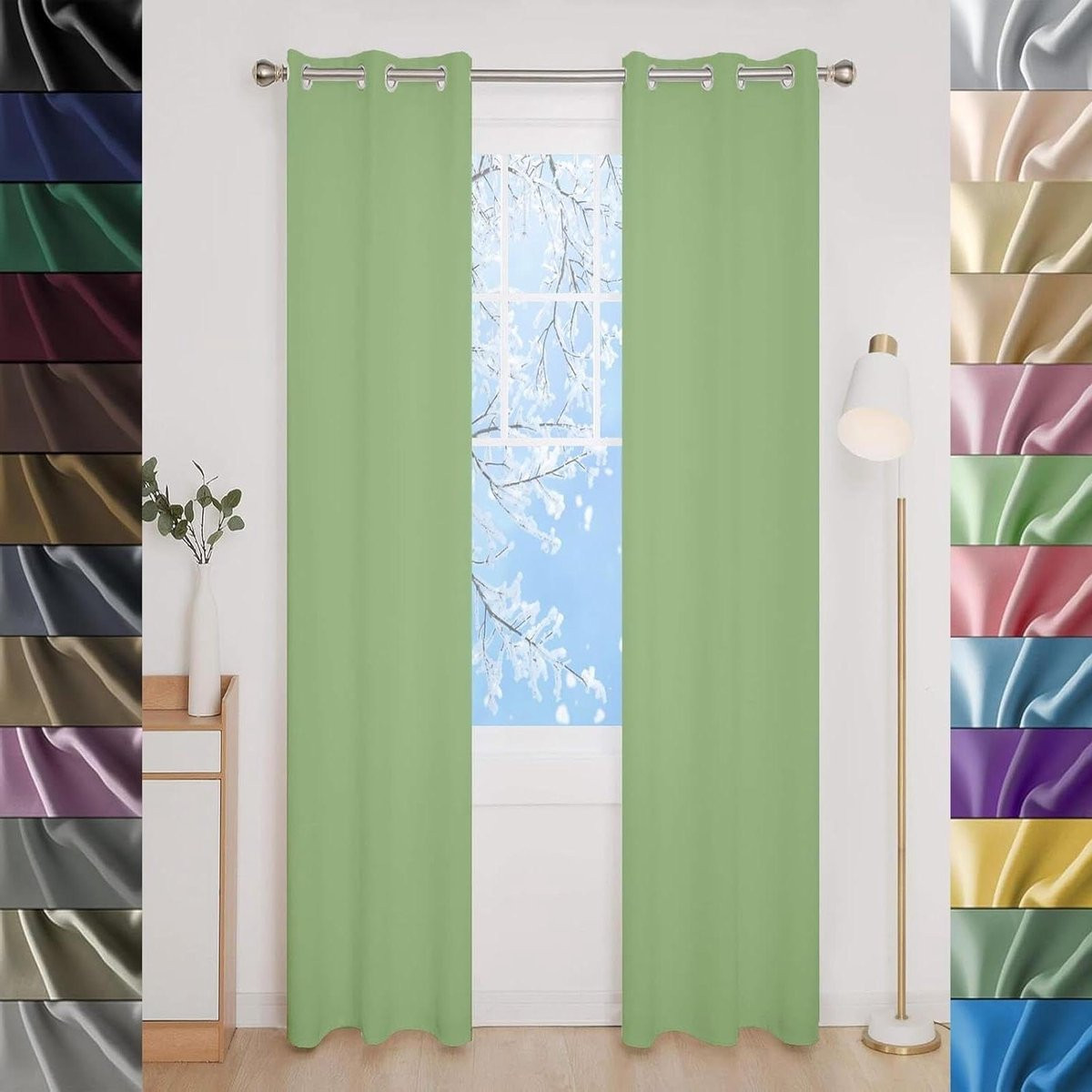 Verduisterende Blackout Gordijnen Mals Groen - 180 x 180 cm