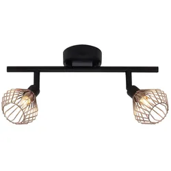 BRILLIANT Lampe Dalma Spotrohr 2flg schwarz/kupfer   2x QT14, G9, 33W, geeignet für Stiftsockellampen (nicht enthalten)   Köpfe schwenkbar