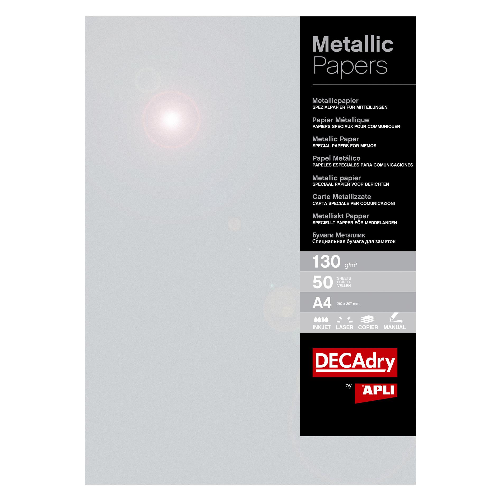 Apli Metallic-Papier Silber 130 g 50 Stück (PMA4071)