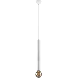 Pendelleuchte weiß Pendelleuchte einflammig Hängelampe design, Höhe anpassbar, Metall matt, 1x E27 Fassung, DxH 10x150cm