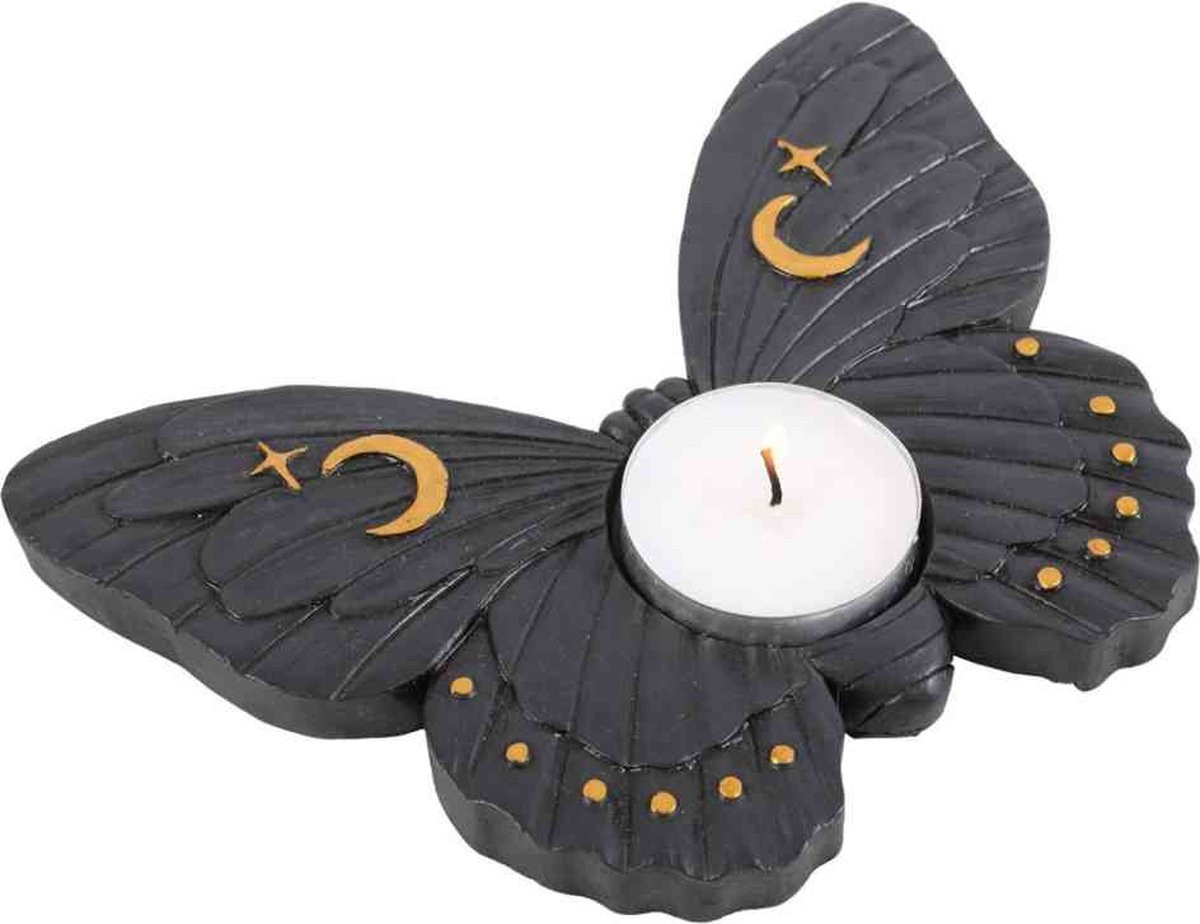 Something Different Black Moth Theelichthouder - Zwart
