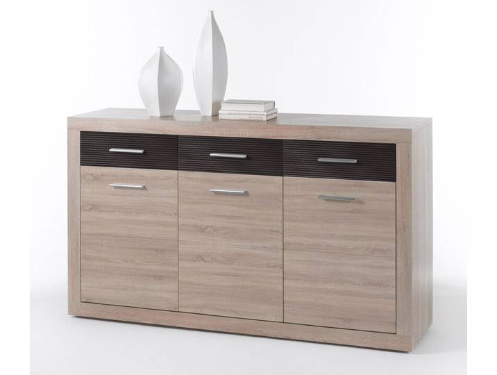 Sideboard Paris 147 x 37 x 89 cm Eiche sägerau/Pinie dunkel Holznachbildung