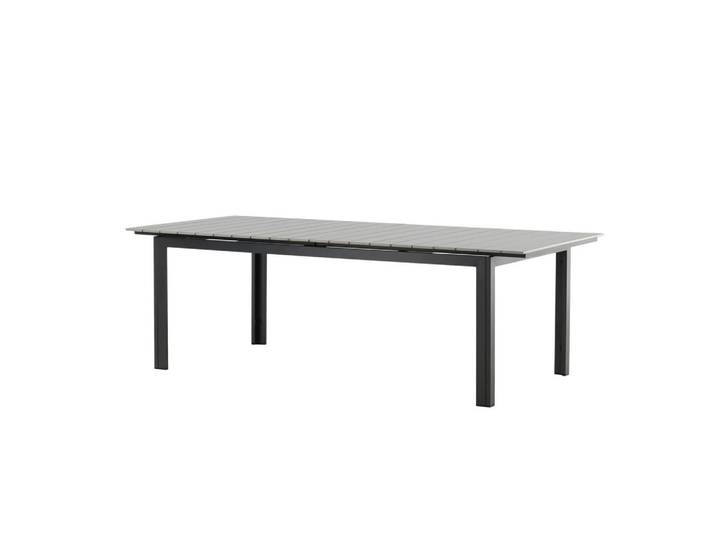 Gardenson Gartentisch, Grau, Schwarz, Kunststoff, Metall, rechteckig, eckig, 100x75x229 cm, ausziehbar, Gartenmöbel, Gartentische, Gartentische ausziehbar