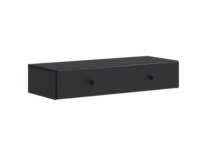 KLGBNCVE Wandmontierter Beistelltisch Schwarz 87,5 x 34,5 x 17 cm Holzwerkstoff, integrierte Schubladen, schicke Knöpfe, minimalistisches Design, einfache Pflege, vielseitig