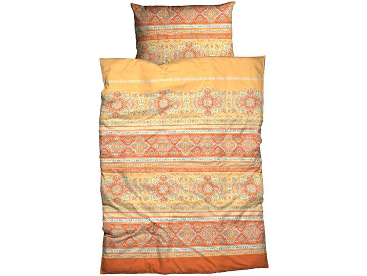 Bettwäsche CASATEX Majella , gelb (gelb, orange), B/L: 155cm x 220cm, 1 Stk., 1 Stk., Satin, B/L: 80cm x 80cm, 2 Stk., Satin, Obermaterial: 100% Baumwolle, Bettwäsche, Bettwäsche, trendige, frische, ausdrucksvolle Farben