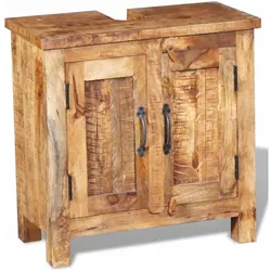 vidaXL, Badezimmerschrank, Hazonum (Massives Mangoholz) (30 x 20 x 160 cm)