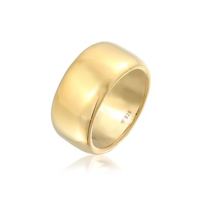 Silberring ELLI PREMIUM "Ring Breit Schlicht Bandring Trend 925 Sterling Silber" Gr. 52, gold, Fingerringe, Damen, 52, Silber 925 (Sterlingsilber), Silberring