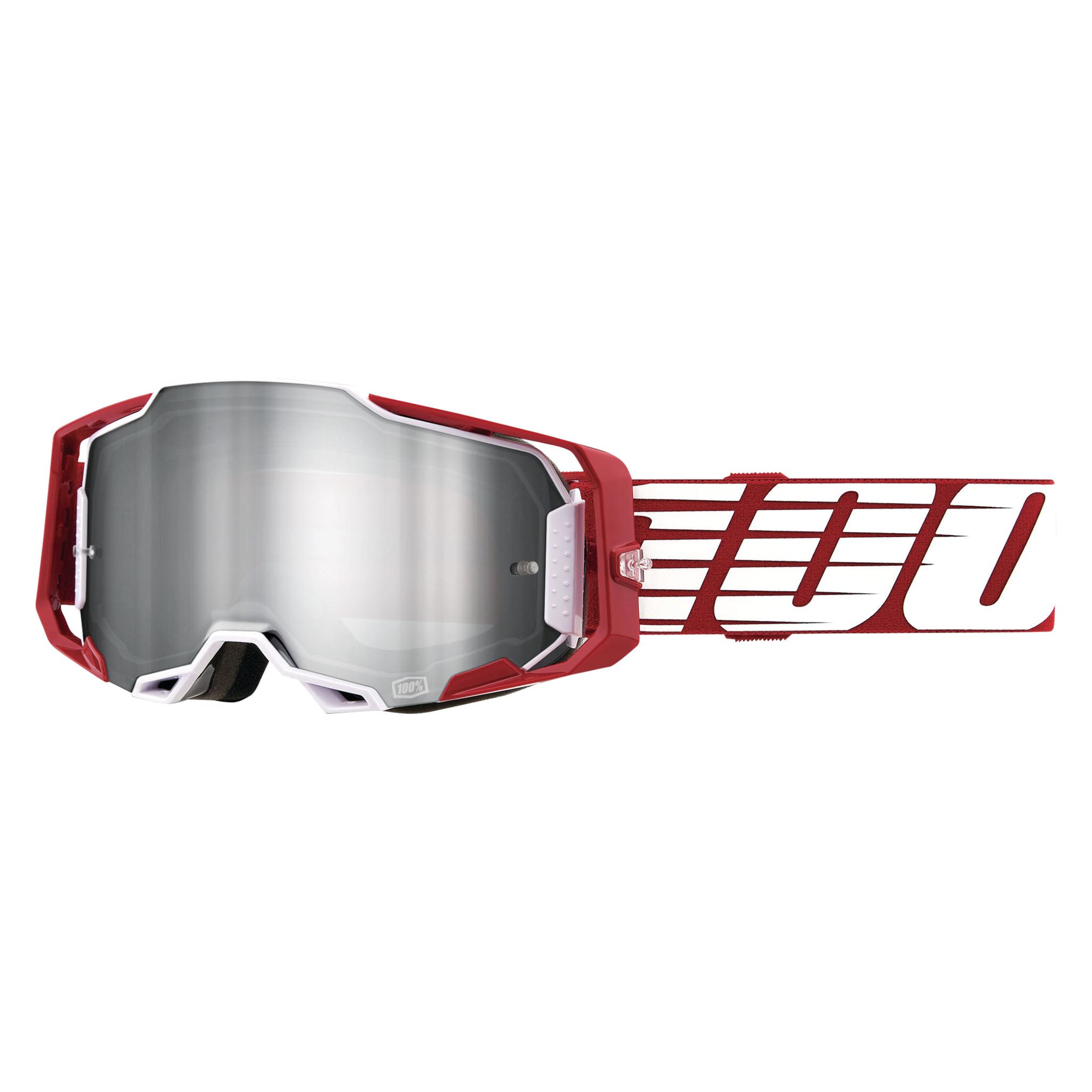 100% Armega Goggle Oversized Deep Red - Mirror Sil (Rot, Silber) (50005-00009)