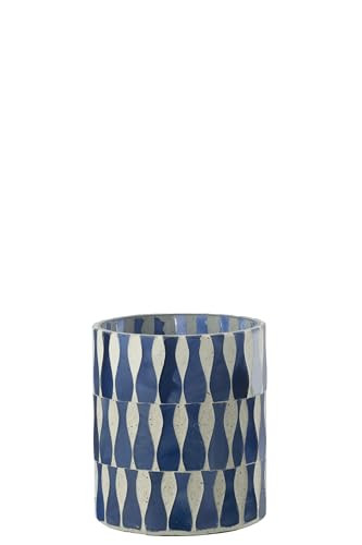 J-Line Kandelaar voor Taperkaarsen - Glas - Blauw/Wit - Medium