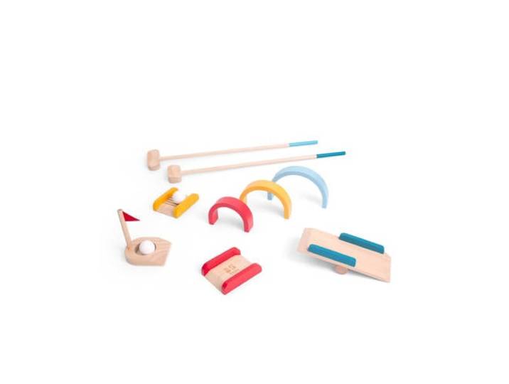 BS Toys Golf set van hout met obstakels