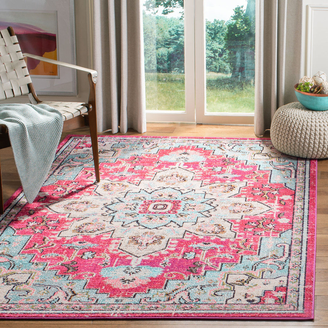 World Menagerie Mifley Oriental Area Rug Pink Rectangle 160 x 229 cm