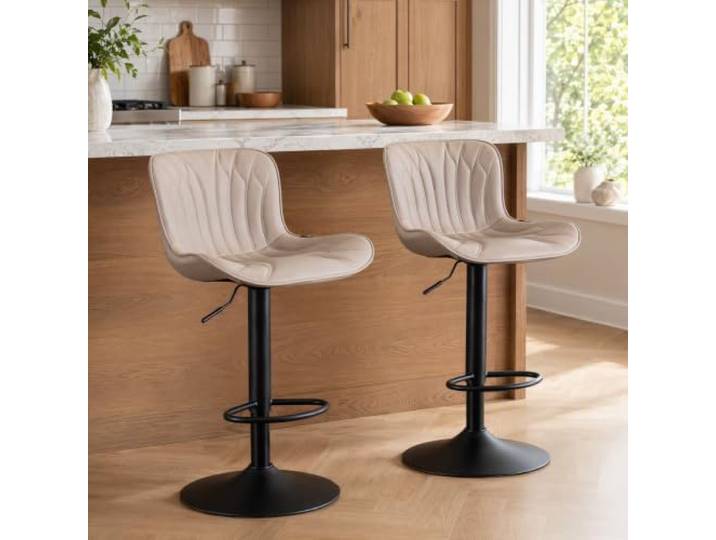 YOUNIKE Barhocker 2er Set, Drehbare Höhenverstellung Barstuhl Kunstleder Polsterung Barstühle Thekenhocker, Moderner BarStools Küchenhocker mit Hohe Ohrenlehne, Khaki
