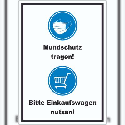 HB-Druck Mundschutz Einkaufswagen Aufkleber A4 (210x297mm)