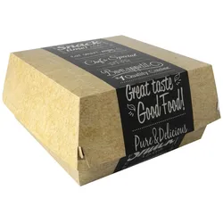 50x Burgerboxen aus Pappe pure 18 x 18 cm 'Good Food' XXL