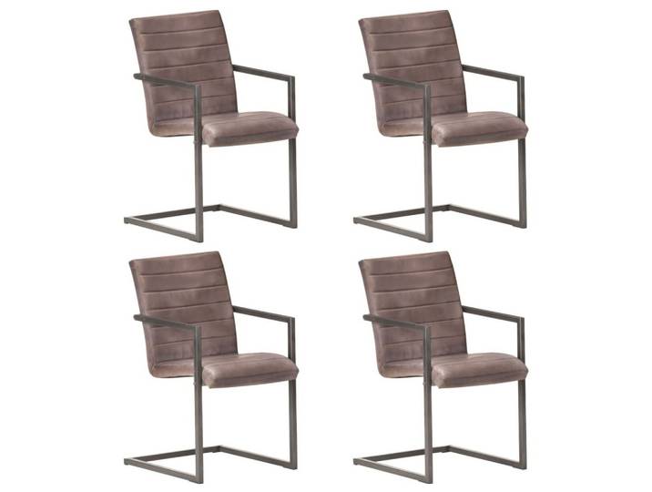 furnicato Esszimmerstuhl Freischwinger 51x56x91 cm Braun (4 St), Polsterstühle mit Distressed-Effekt für dein Esszimmer