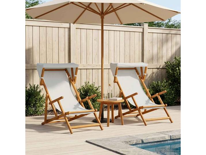 vidaXL Liegestuhl 2 pcs 3 Position Massives Eukalyptus Holz Creme