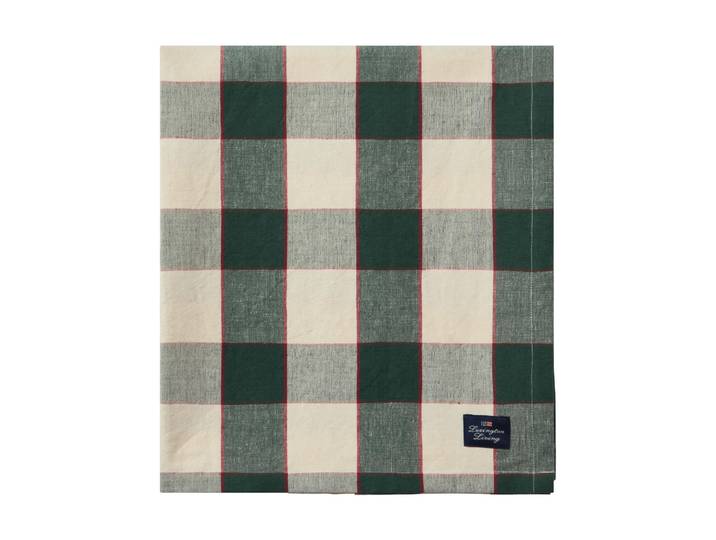 Lexington Checked Cotton Linen Tischdecke 150x350cm Grün-Hellbeige-Rot