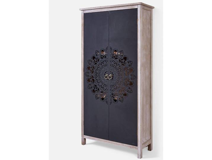bonprix Schrank, 140x70x30 cm, Schrank mit ausgestanztem Muster, beige