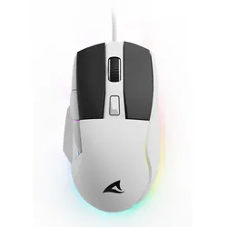 Sharkoon SGM35 Gaming Maus Weiß - kabelgebundene Gaming-Maus mit max. 6400dpi und RGB-Unterboden-Beleuchtung