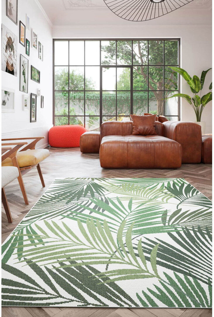 Bay Isle Home Floral Indoor / Outdoor Area Rug Green Rectangle 80 cm x 150 cm