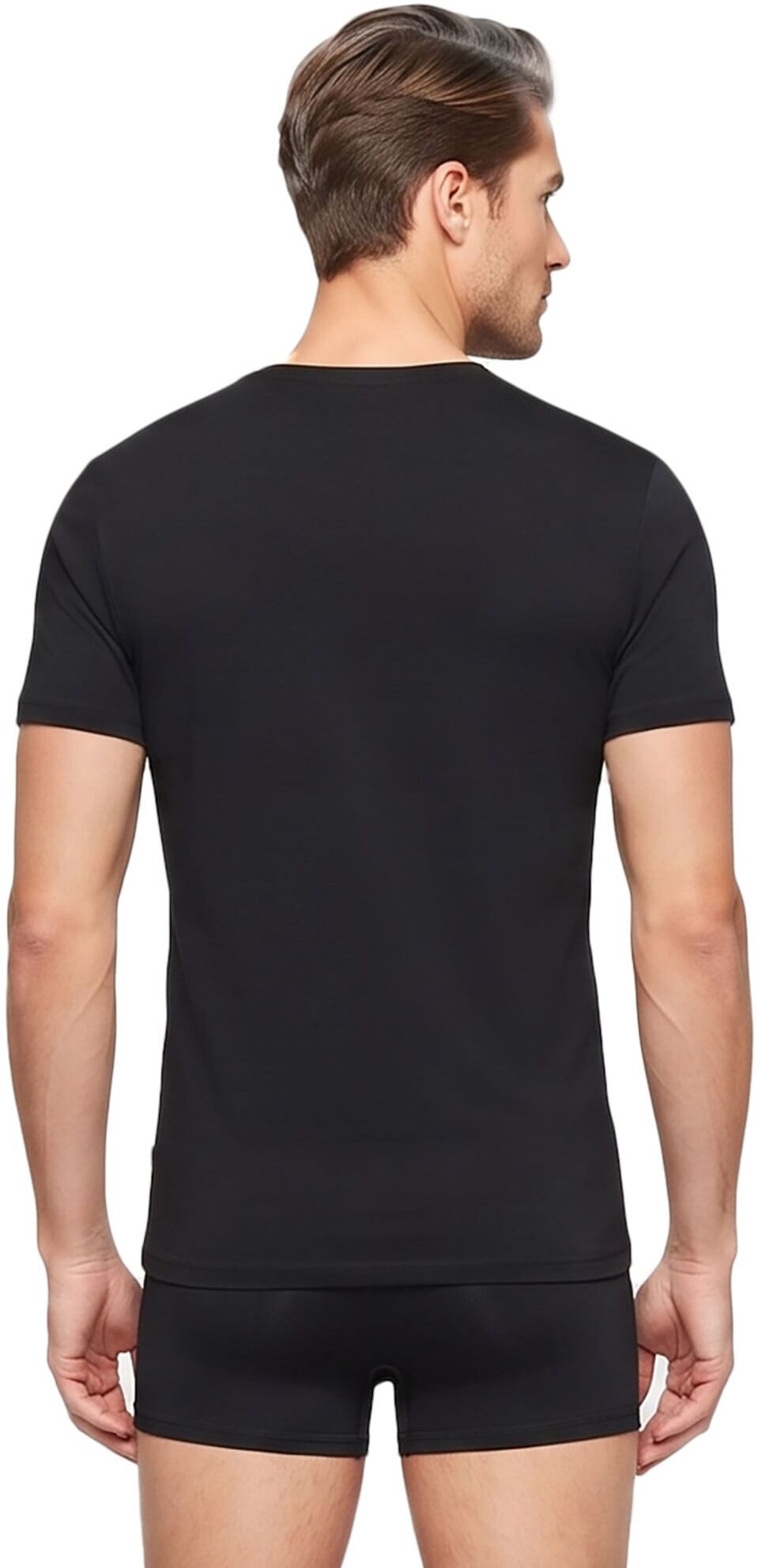 Unterhemd SEIDENSTICKER "4er Pack Herren T-Shirt 1/2 Arm", Herren, Gr. 5, N-Gr, schwarz, Single-Jersey, Obermaterial: 95% Baumwolle CO. 5% Elasthan EL., V-Ausschnitt, Unterhemden Unterhemd